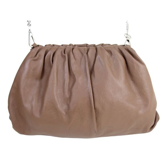 Unica Firenze BROWN GENUINE LEATHER FRAME XBODY CHAIN SHOULDER BAG HANDBAG PURSE - Picture 7 of 16